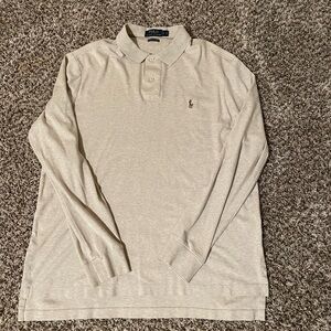 Ralph Lauren Men's Beige Long Sleeve Polo Shirt